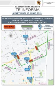 lano de cierres de avenidas por obras de El Crucero