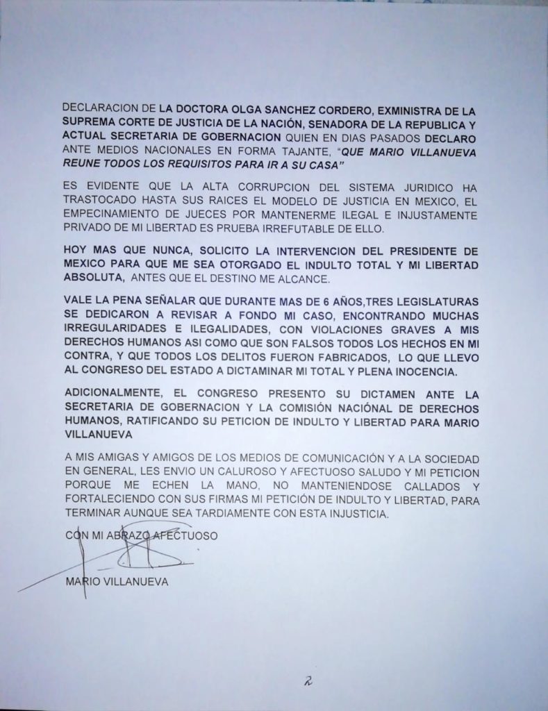 Carta de Mario Villanueva (parte 2)