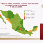 Mapa de casos activos al 22 de abril