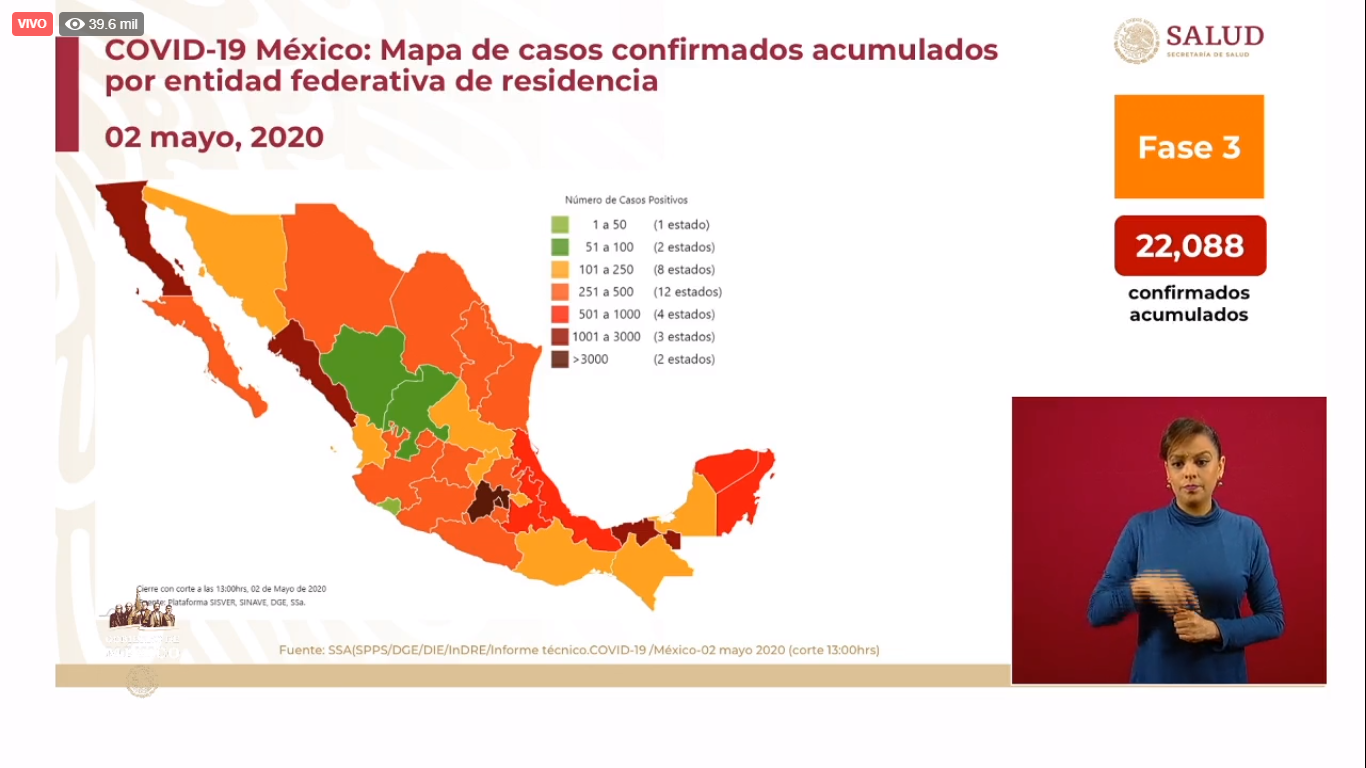 Mapa de casos de Covid-19 al 02 de mayo