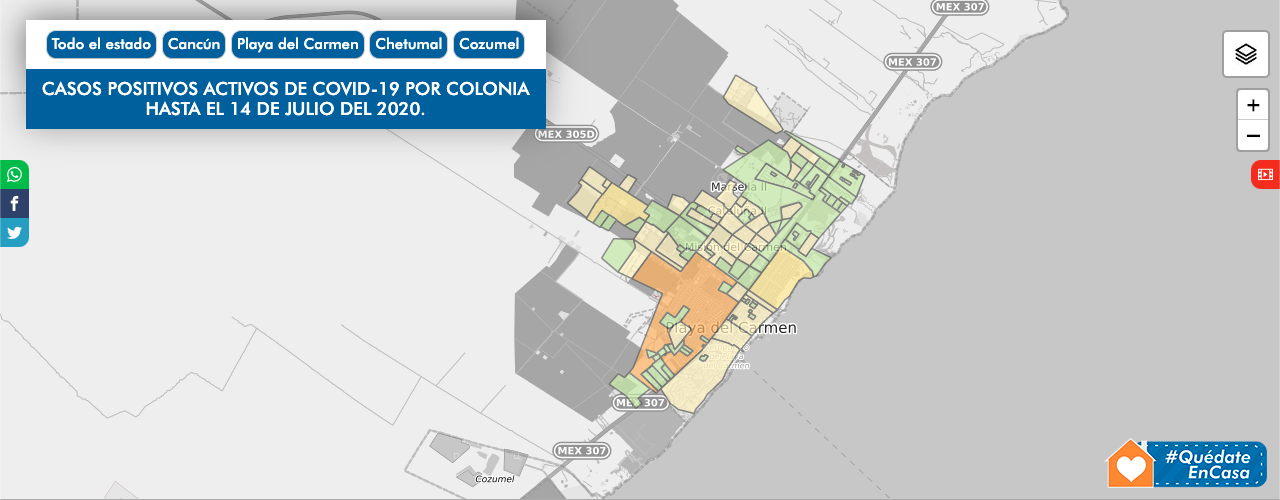 Mapa de casos activos en Solidaridad