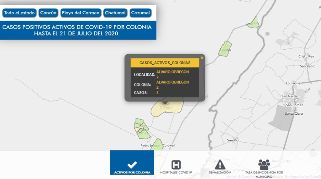 Geoportal del Gobierno con las comunidades afectadas por el Covid-19