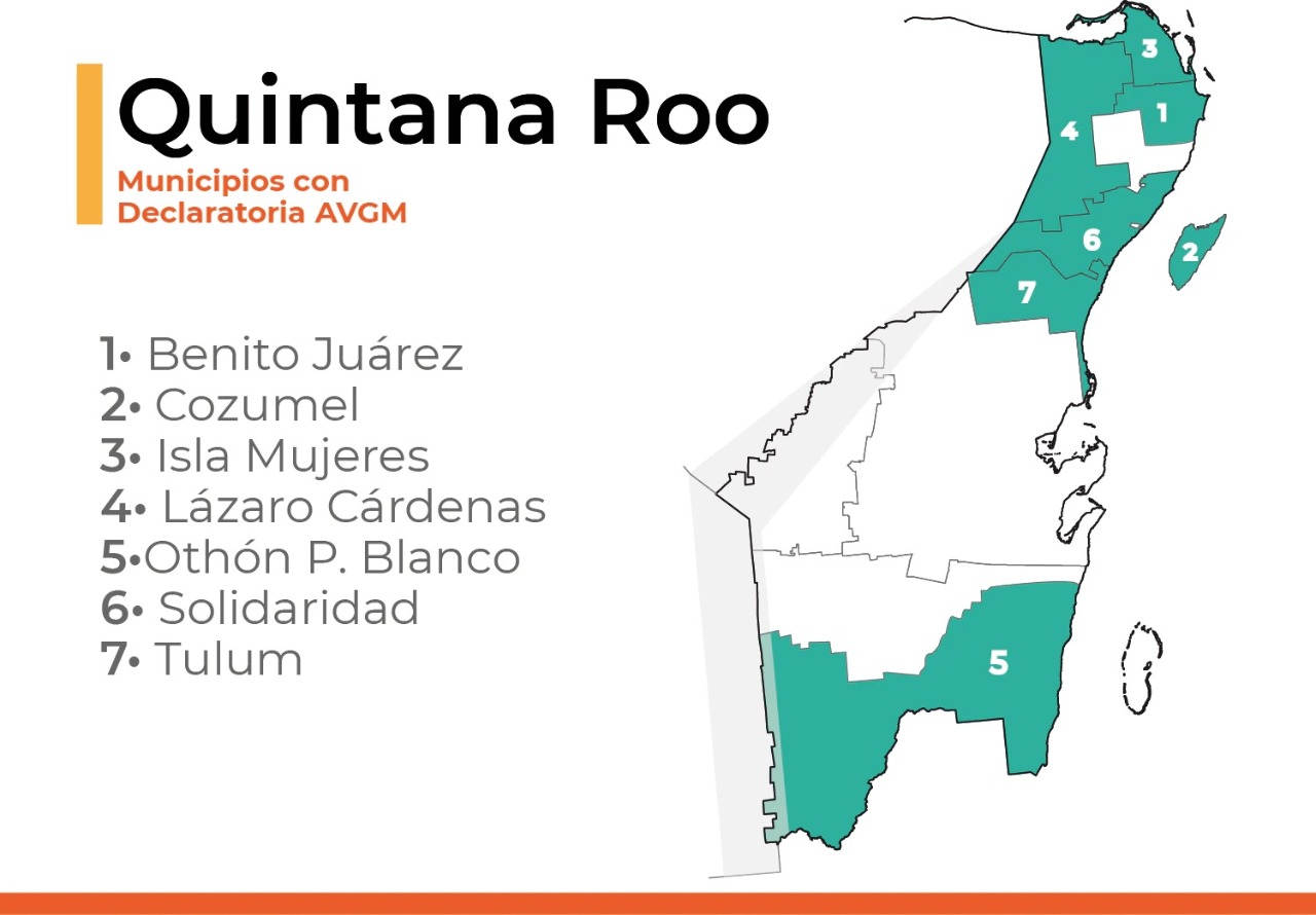 Alerta de género en siete municipios de Quintana Roo