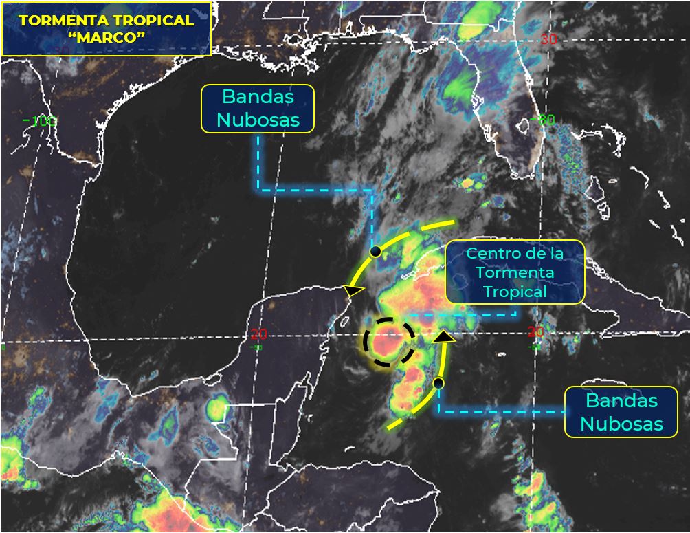 La trayectoria de la Tormenta Tropical Marco