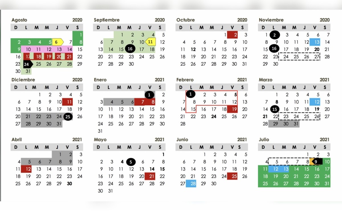 Calendario escolar ciclo 2020-2021