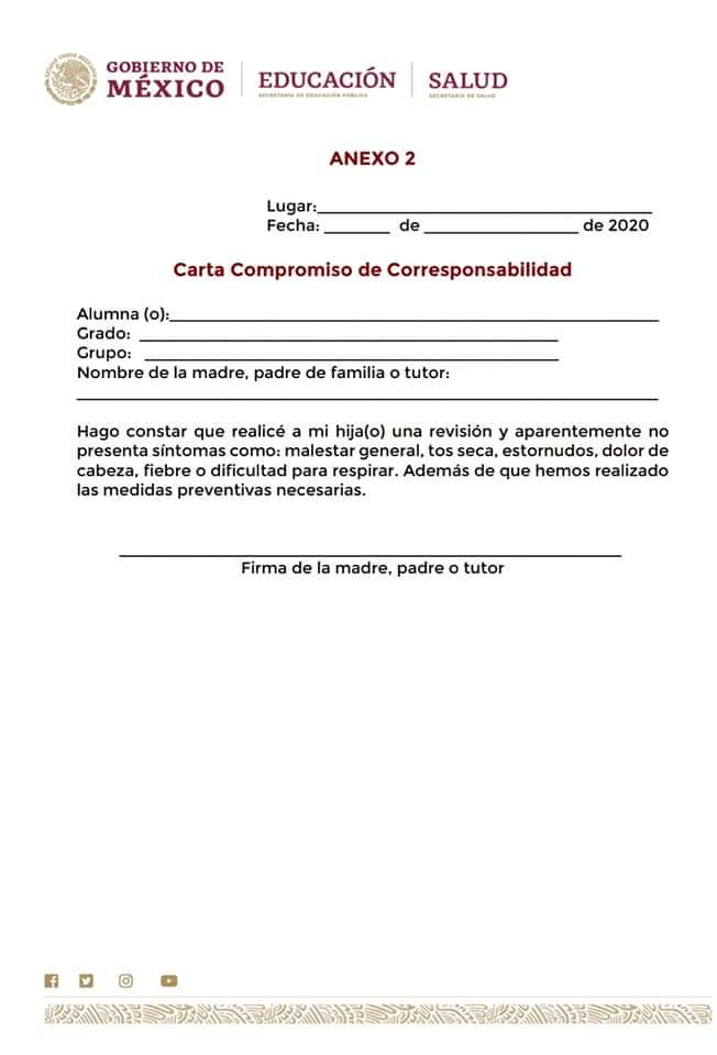 Descarga Aquí La Carta Compromiso Sep Para El Regreso A Clases 1924