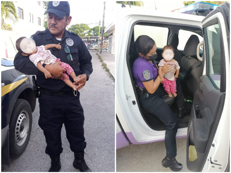 Rescata policía de Cancún a bebé abandonada; la entrega a grupo especial