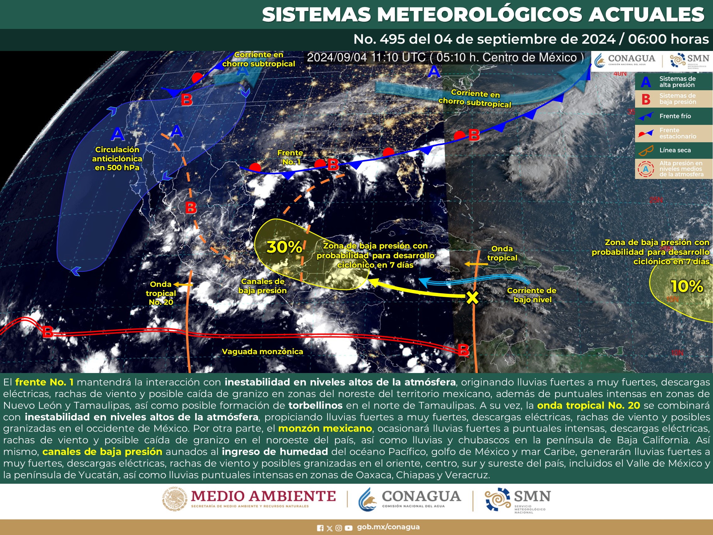 Pronostico del clima la peninsula de Yucatan