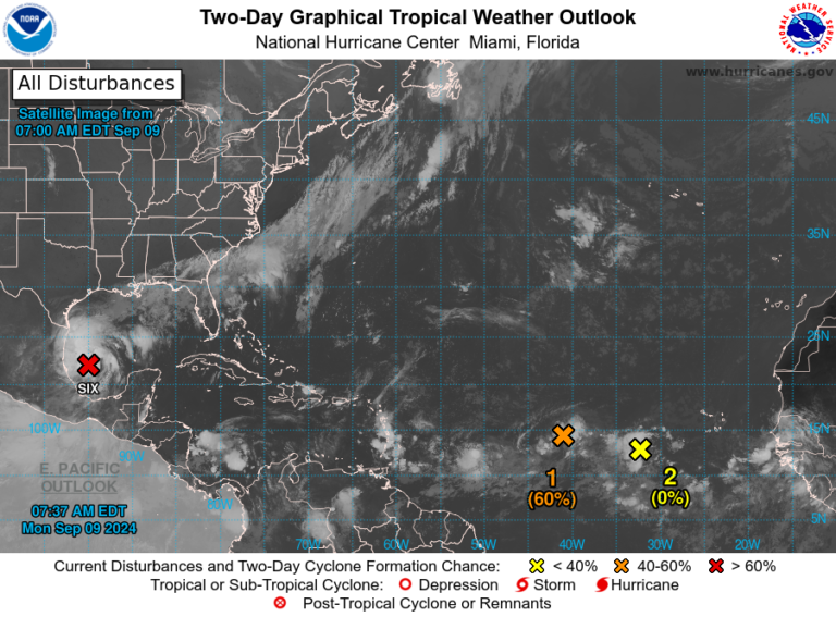 Clima inestable en el estado por frente frío No.1 y potencial ciclón tropical 6