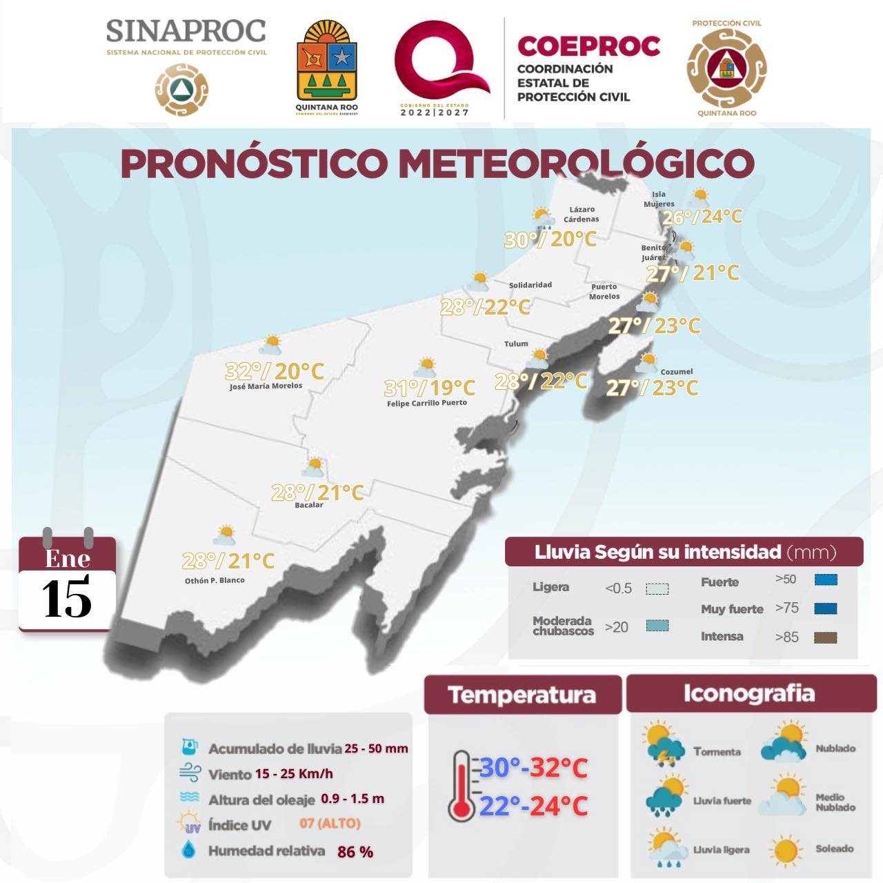 Pronostico del clima para municipios de Quintana Roo 4