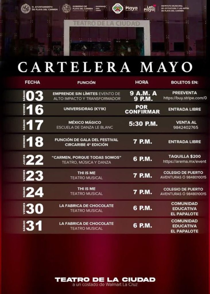 Teatro de la Ciudad de Playa del Carmen presenta cartelera
