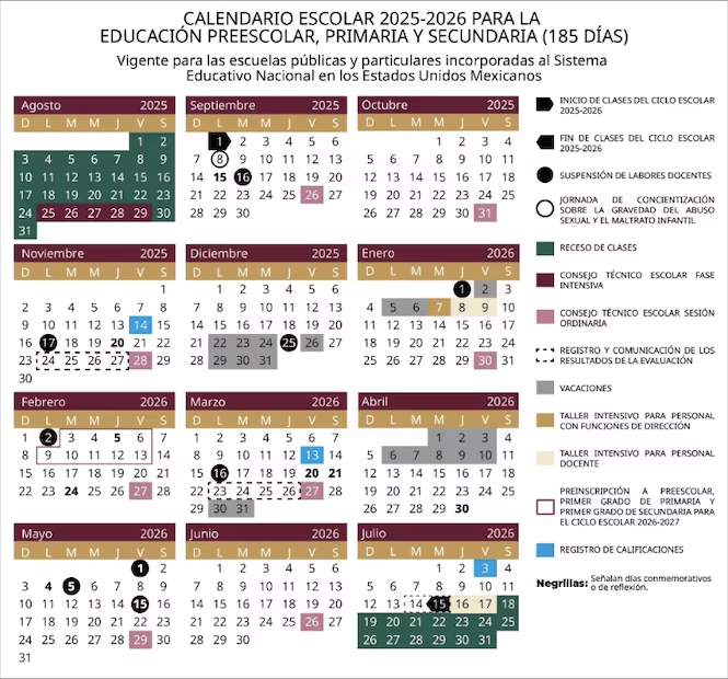calendario escolar 2025 a 2026